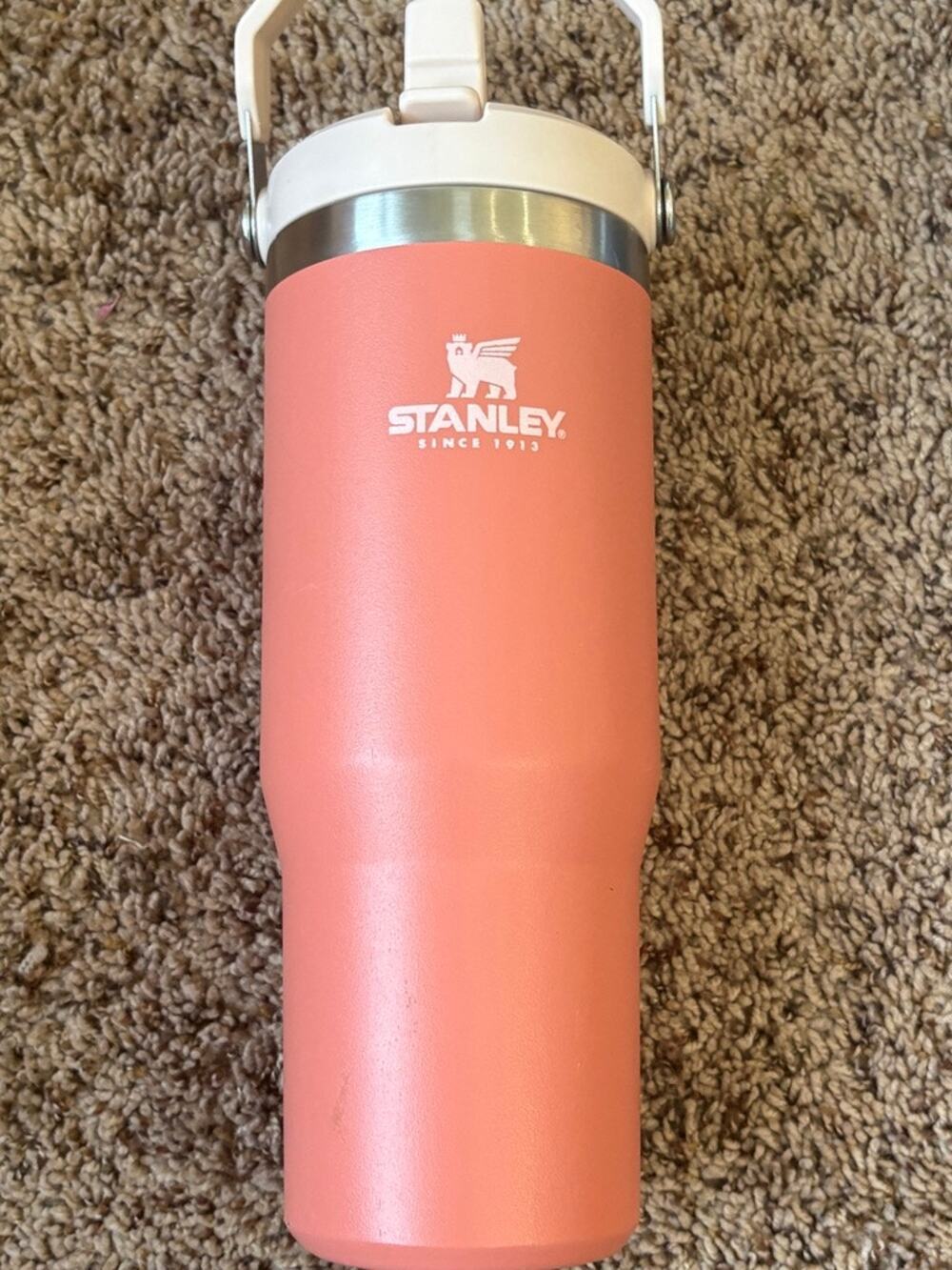 Stanley Quencher H2.0 FlowState 30oz Tumbler Cup Grapefruit Pink Mug Top Handle